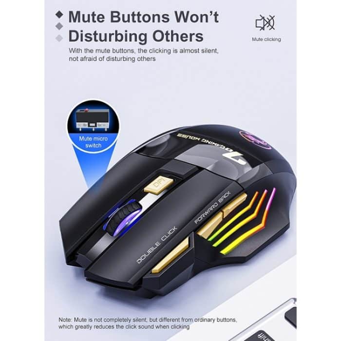 iMICE GW-X7 2.4G + Bluetooth Dual Mode 7-Tasten leise wiederaufladbare kabellose Gaming-Maus mit bunten RGB-Lichtern, GW-X7 2.4G + Bluetooth – Bild 7