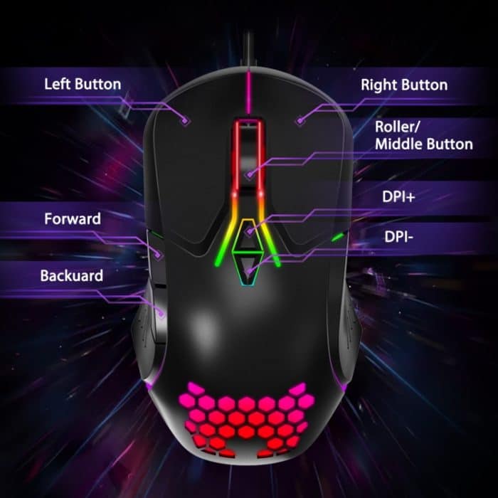 ONIKUMA CW902 RGB-Beleuchtung, kabelgebundene Maus, CW902 Wired Mouse(Pink), CW902 Wired Mouse(White), CW902 Wired Mouse(Black), CW902 Wired Mouse(Red Orange Green), CW902 Wired Mouse(Peach) – Bild 3