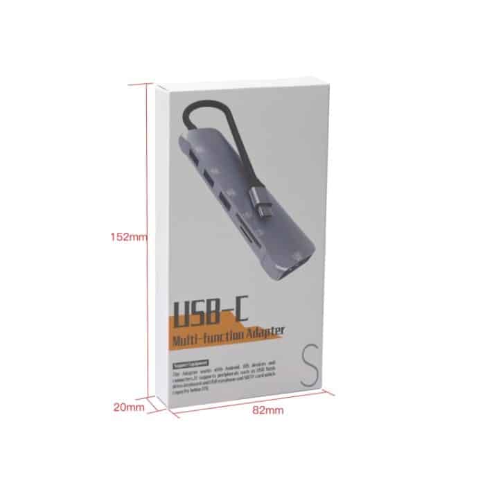 NK-3043 6 in 1 USB-C / Typ-C auf TF / SD-Kartensteckplatz + 4 USB-Buchsenadapter, NK-3043 – Bild 7