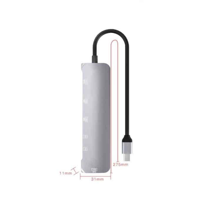 NK-3043H 6 in 1 USB-C / Typ-C bis TF / SD-Kartensteckplatz + USB 3.0 + 3 USB 2.0-Buchse – Bild 2