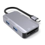 NK-3049 6 in 1 USB-C / Typ-C auf TF / SD-Kartensteckplatz + 4 USB-Buchsenadapter, NK-3049