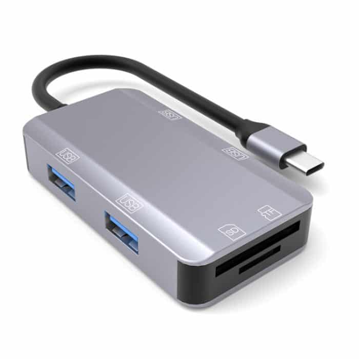 NK-3049 6 in 1 USB-C / Typ-C auf TF / SD-Kartensteckplatz + 4 USB-Buchsenadapter, NK-3049 – Bild 1