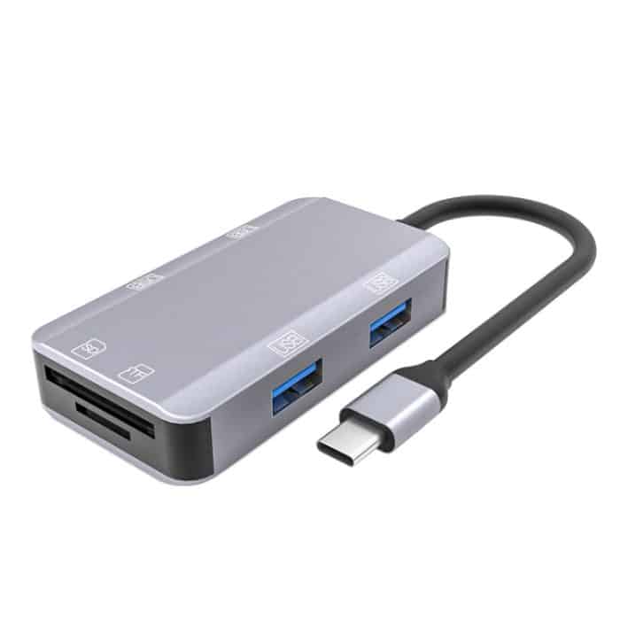 NK-3049 6 in 1 USB-C / Typ-C auf TF / SD-Kartensteckplatz + 4 USB-Buchsenadapter, NK-3049 – Bild 3