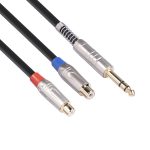 TC030YTR048-03 Gegabeltes Audiokabel, 6,35 mm Stecker auf zwei RCA-Buchsen, Länge: 30 cm