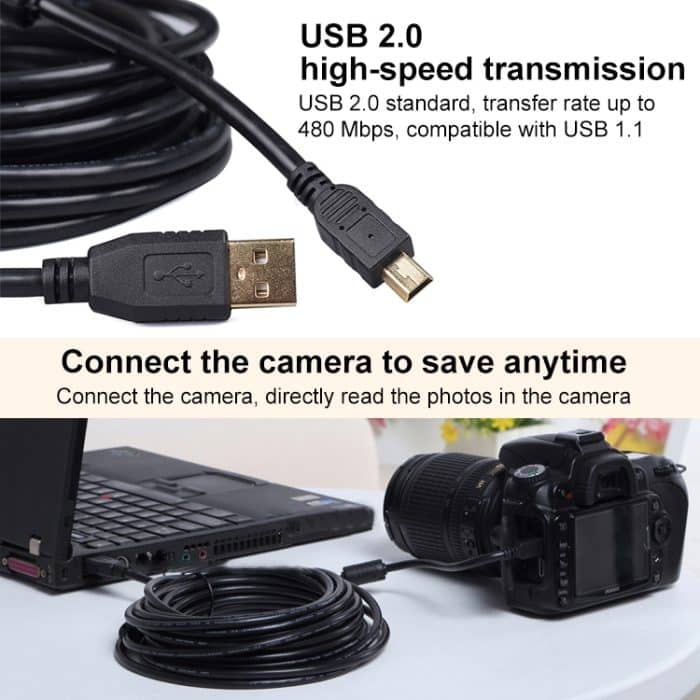 Mini 5 Pin auf USB 2.0 Kamera-Verlängerungsdatenkabel, 1.5m, 2m, 3m, 5m – Bild 6