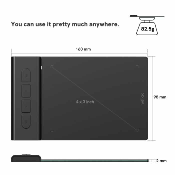 Veikk VK430 4x3 Zoll 8192 Stufen Druckempfindlichkeit Digitales Zeichenbrett – Bild 4