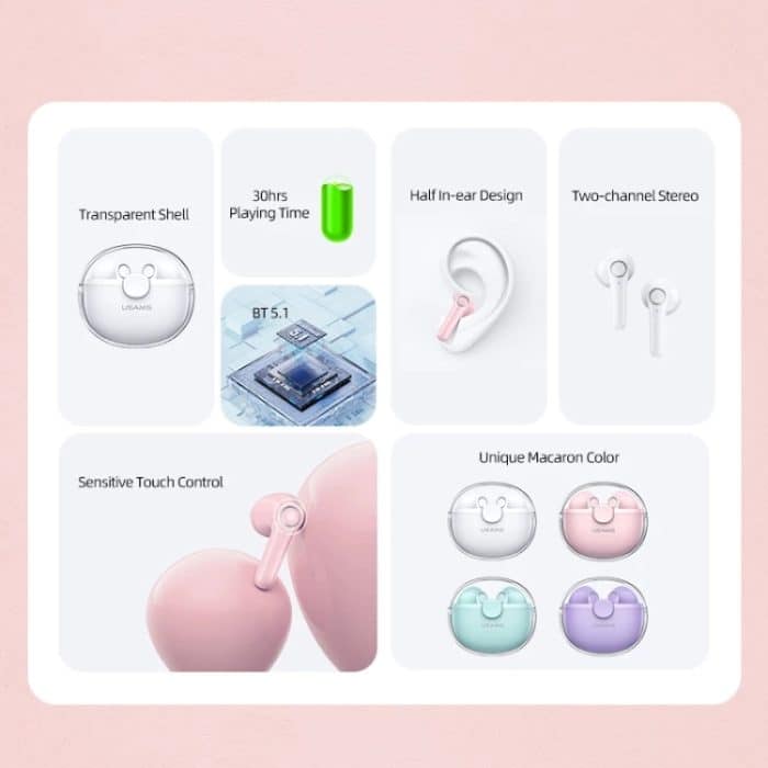 USAMS BU12 TWS Halb-In-Ear-Bluetooth 5.1-Funkkopfhörer, USAMS BU12 – Bild 3