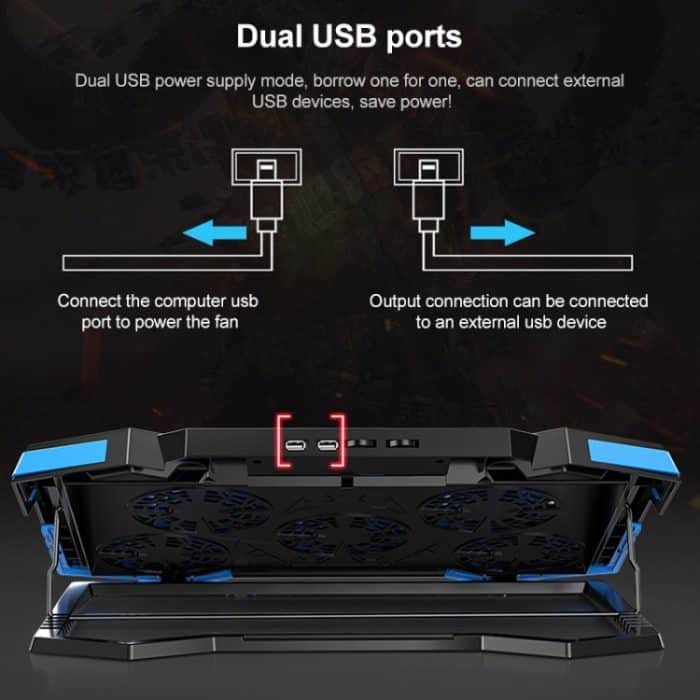5 Lüfter, 2 USB-Anhebe- und zusammenklappbarer Laptop-Kühlständer – Bild 6