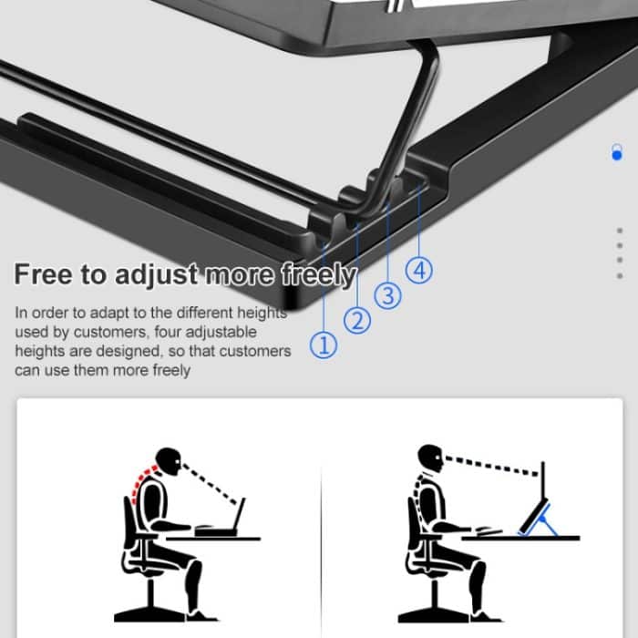 Verstellbarer Laptop-Kühler aus T10-Aluminiumlegierung mit mehreren Gängen – Bild 3