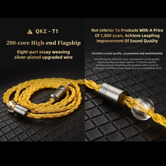 QKZ T1 8-adriges TC-versilbertes 3,5-mm-0,75-mm-2PIN-HIFI-Kopfhörer-Update-Kabel – Bild 3