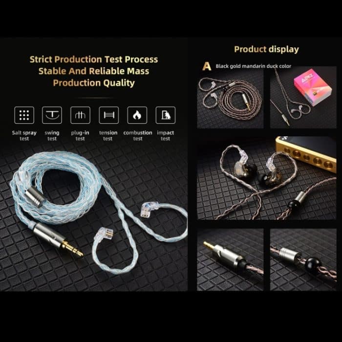 QKZ T1 8-adriges TC-versilbertes 3,5-mm-0,75-mm-2PIN-HIFI-Kopfhörer-Update-Kabel – Bild 7
