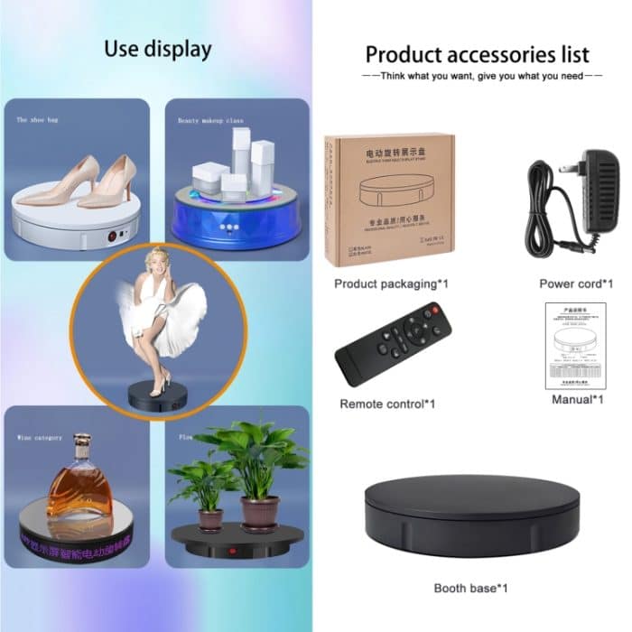 30 cm großer drehbarer Präsentationsständer für Videoaufnahmen, Belastung: 100 kg, EU Plug, 30cm , Charging Power, US Plug, 30cm , Charging Power, UK Plug, 30cm , Charging Power, AU Plug, 30cm, Charging Power, US Plug, 30cm, Charging Power, UK Plug... – Bild 5