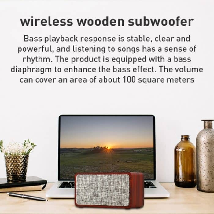 Q2 Subwoofer Drahtloser Bluetooth-Lautsprecher aus Holz – Bild 5