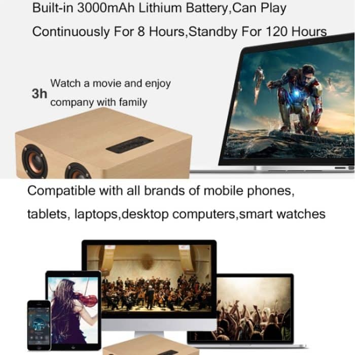 Q5 Heimcomputer-Fernseher, kabelloser Bluetooth-Lautsprecher aus Holz – Bild 6