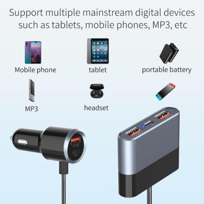 SC03 76W Ausgang PD / QC3.0 Fast Charge Erweitertes Autoladegerät – Bild 3