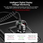 C68 LED-Digitalanzeige QC3.0 Schnelles Autoladegerät 3 in 1 mit Federkabel, C68 with Spring Cable, C68 (Silver) – Bild 5