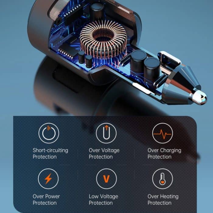 SC01 65W QC3.0 + PD Dual Ports Autoladegerät mit Spannungsanzeige, SC01 (Black), SC01 (Silver) – Bild 7