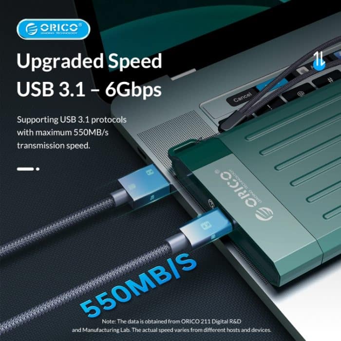 ORICO 2,5 Zoll USB3.1 Gen1 Typ-C Festplattengehäuse – Bild 3