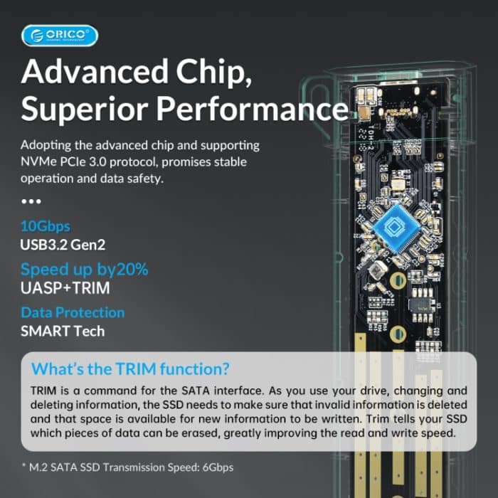 ORICO-USB3.1 Gen1 Typ-C 6 Gbit/s M.2 SATA SSD-Gehäuse – Bild 7