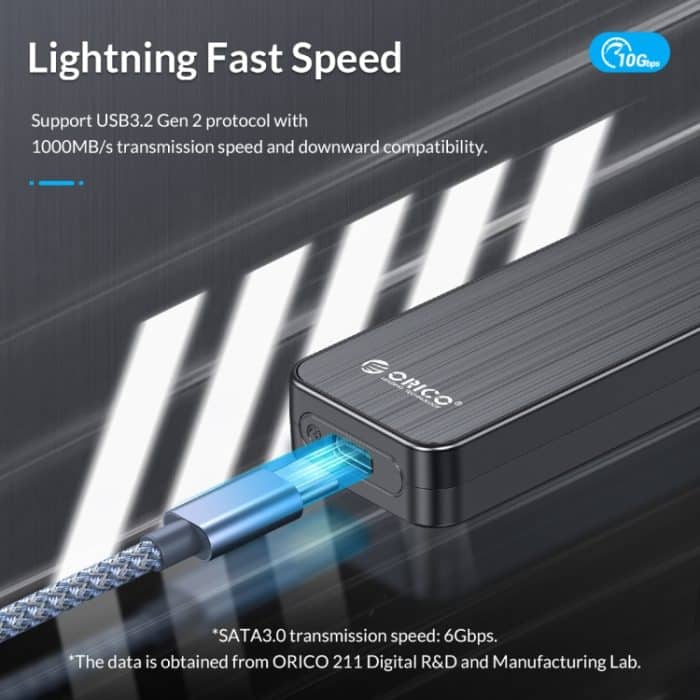 ORICO HM2C3-BK USB3.1 Gen1 Typ-C 6 Gbit/s M.2 SATA SSD-Gehäuse, HM2C3-BK – Bild 5