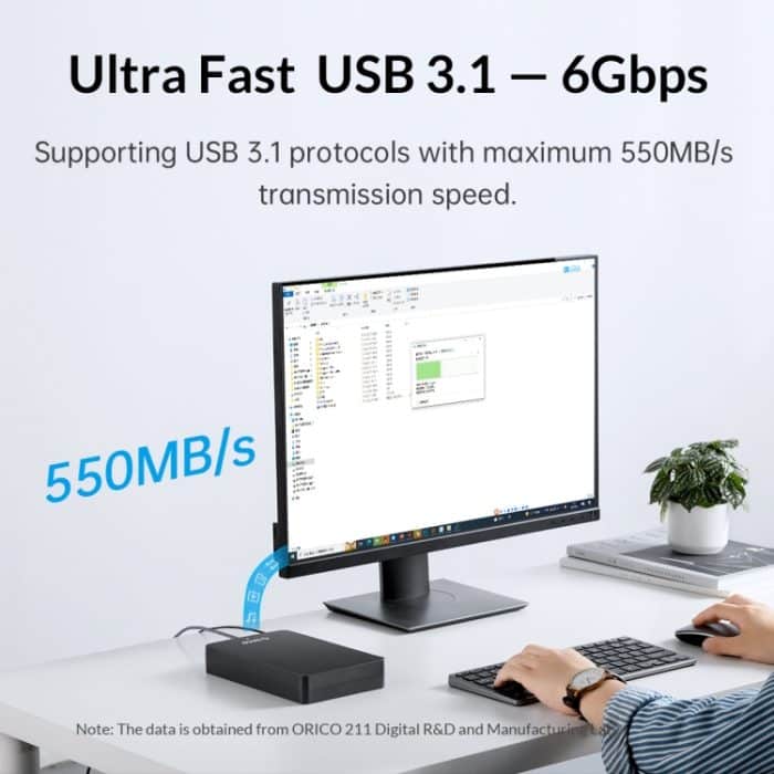 ORICO HM25U3 2,5 Zoll USB3.0 Micro-B Festplattengehäuse, EU Plug, US Plug, UK Plug, AU Plug – Bild 4