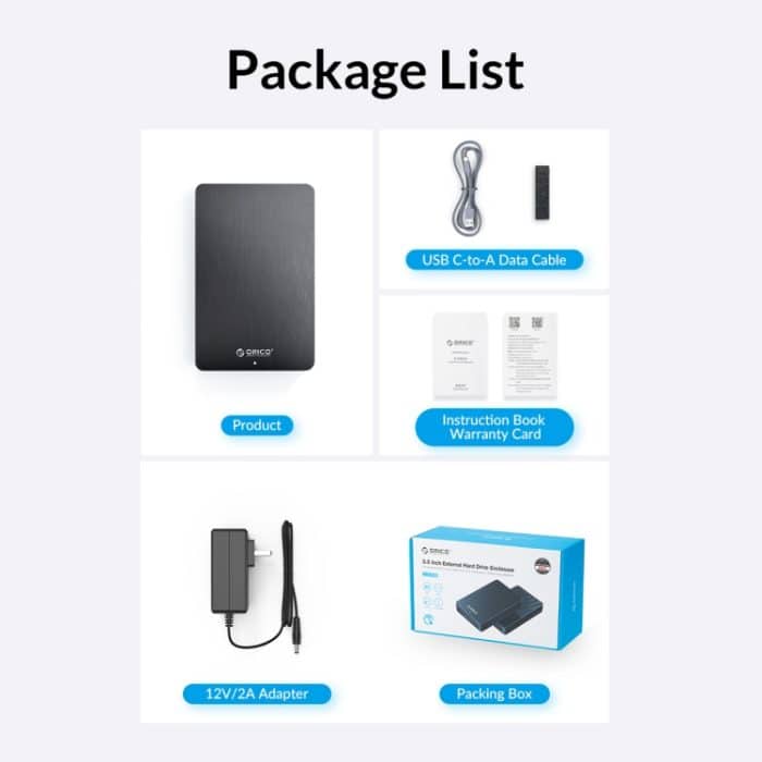 ORICO HM25U3 2,5 Zoll USB3.0 Micro-B Festplattengehäuse, EU Plug, US Plug, UK Plug, AU Plug – Bild 8