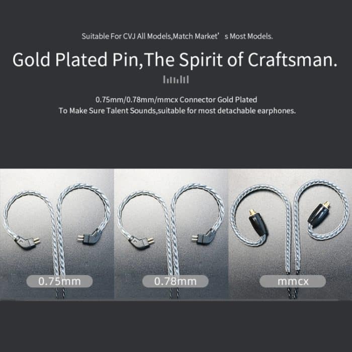 CVJ V2 1,25 m sauerstofffreies Kupfer Original 3,5 mm Winkelstück-Kopfhörerkabel, 0.75mm No Mic, 0.78mm No Mic, MMCX No Mic, 0.75mm with Mic, 0.78mm with Mic, MMCX with Mic – Bild 6