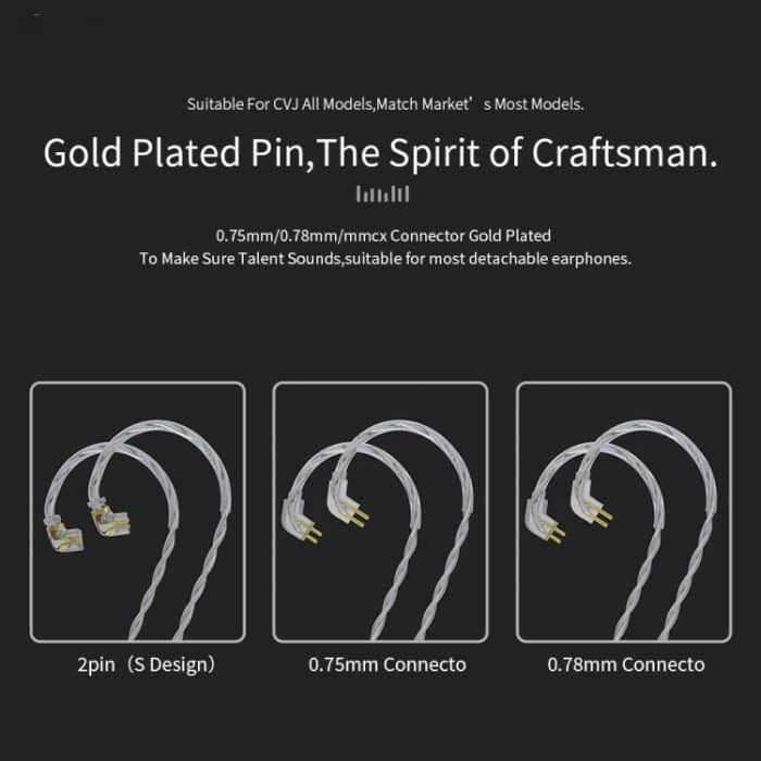 CVJ V7 1,25 m 4-adriges, versilbertes 3,5-mm-Winkel-Kopfhörerkabel, 0.75mm No Mic, 0.78mm No Mic, 2 Pin No Mic, 0.75mm with Mic, 0.78mm with Mic, 2 Pin with Mic – Bild 6