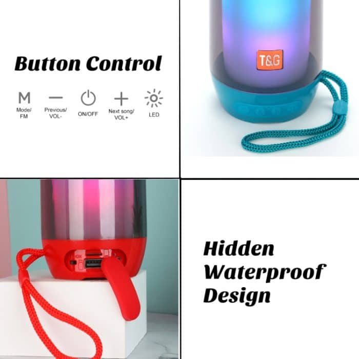 T&G TG643 Tragbarer, wasserdichter Subwoofer mit LED-Licht und kabelloser Bluetooth-Lautsprecher – Bild 4