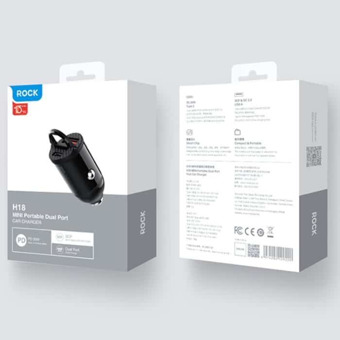 ROCK C13-F H18 Mini Portable Dual Port USB + USB-C / Typ-C Auto-Schnellladegerät – Bild 8