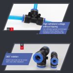 LAIZE 10 Stück PBT-Kunststoff-T-Stück, pneumatischer Schnellmontage-Anschluss, PE-4 (10pcs), PE-6 (10pcs), PE-8 (10pcs), PE-10 (10pcs), PE-12 (10pcs), PE-14 (2pcs), PE-16 (2pcs) – Bild 7