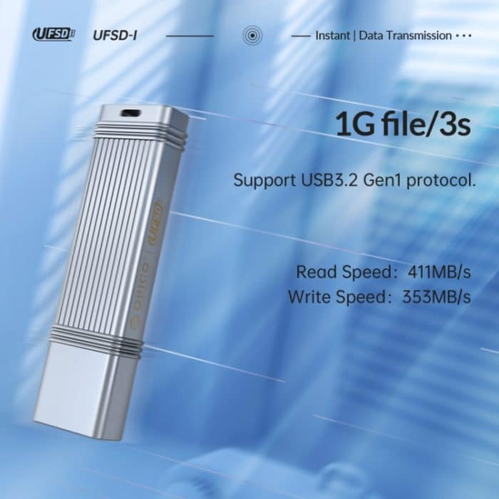 ORICO UFS-Flash-Laufwerk, Lesen: 411 MB/s, Schreiben: 353 MB/s, 64GB USB-A, 64GB Type-C, 128GB USB-A, 128GB Type-C, 256GB USB-A, 256GB Type-C, 512GB USB-A, 512GB Type-C – Bild 5