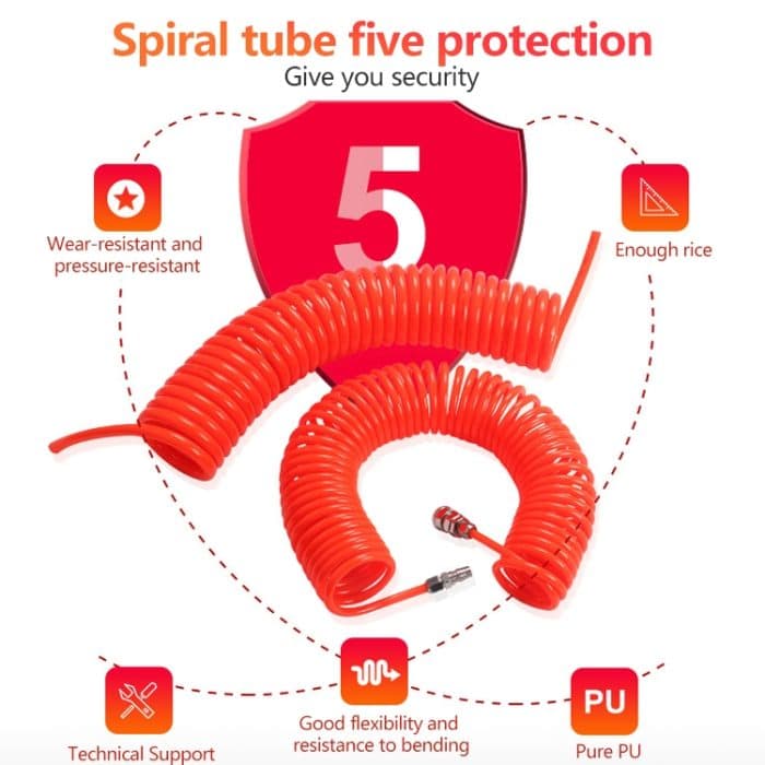 LAIZE Kompressorluft Flexibles PU-Federrohr ohne Anschluss, 8x5mm, 3m, without Connector, 8x5mm, 6m, without Connector, 8x5mm, 9m, without Connector, 8x5mm, 12m, without Connector, 8x5mm, 15m, without Connector, 10x6.5mm, 6m, without Connector... – Bild 2