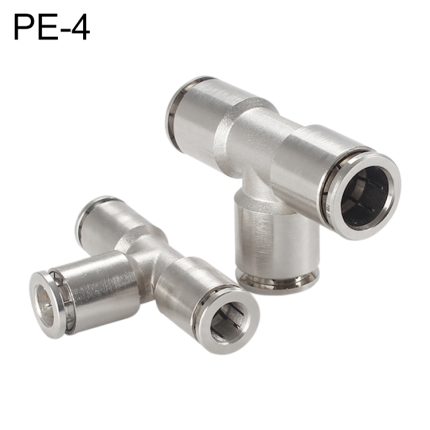 LAIZE T-Stück aus vernickeltem Kupfer mit pneumatischer Schnellmontage, PE-4, PE-6, PE-8, PE-10, PE-12, PE-14, PE-16