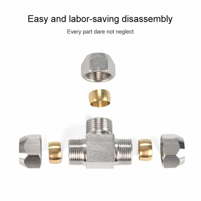 LAIZE T-förmiges T-Stück aus vernickeltem Kupfer, pneumatischer Schnellmontage-Kupferrohrverbinder, KT-PE-4, KT-PE-6, KT-PE-8, KT-PE-10, KT-PE-12, KT-PE-14, KT-PE-16 – Bild 3