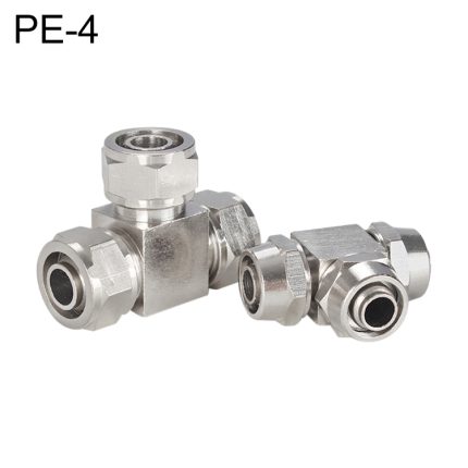 LAIZE pneumatischer Schnellverbinder Y-Typ-T-Stück aus vernickeltem Kupfer, PE-4, PE-6, PE-8, PE-10, PE-12, PE-14, PE-16