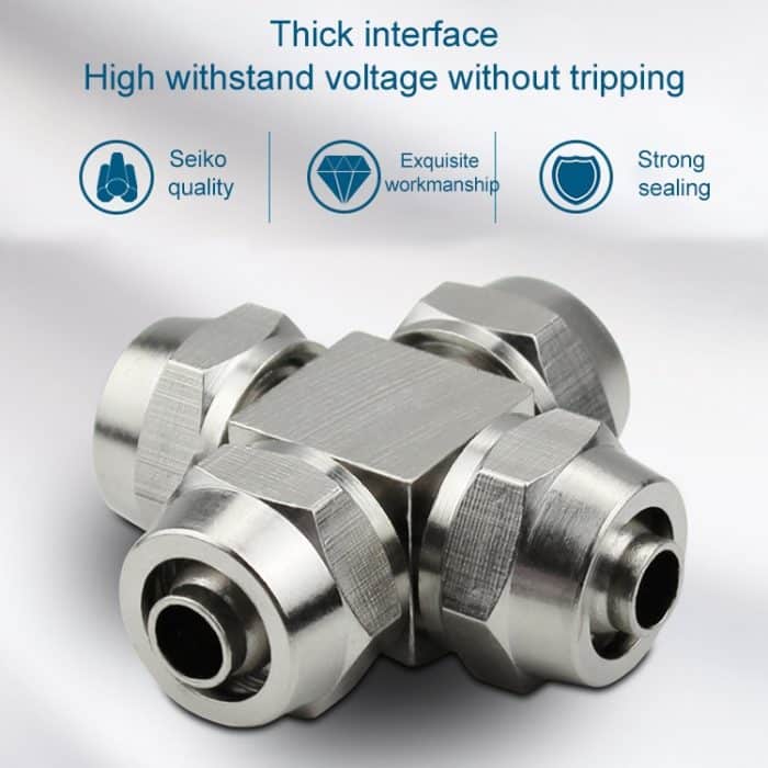LAIZE pneumatischer Schnellverbinder Y-Typ-T-Stück aus vernickeltem Kupfer, PZA-4, PZA-6, PZA-8, PZA-10, PZA-12 – Bild 4
