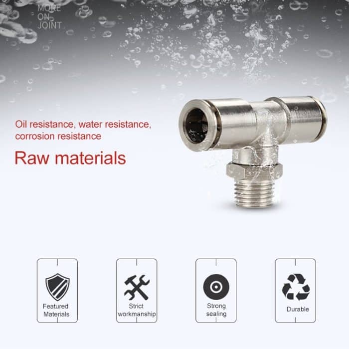 LAIZE vernickelter Kupfer-T-Abzweig-Pneumatik-Schnellverbinder mit Außengewinde, PB4-01, PB4-02, PB4-M5, PB6-01, PB6-02, PB6-03, PB6-04, PB6-M5, PB8-01, PB8-02, PB8-03, PB8-04, PB10-01, PB10-02, PB10-03, PB10-04, PB12-01, PB12-02, PB12-03, PB12-04 – Bild 4