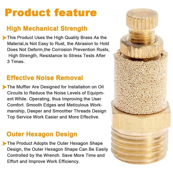 Drosselnder pneumatischer Schalldämpfer von LAIZE, 1 Inch, 1 Point, 2 Point, 3 Point, 4 Point, 6 Point – Bild 4