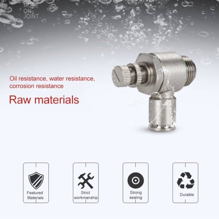 LAIZE Drosselventil-Pneumatikanschluss aus vernickeltem Kupfer mit Außengewinde, SL4-01, SL4-02, SL4-M5, SL6-01, SL6-02, SL6-03, SL6-04, SL6-M5, SL8-01, SL8-02, SL8-03, SL8-04, SL10-01, SL10-02, SL10-03, SL10-04, SL12-02, SL12-03, SL12-04 – Bild 4