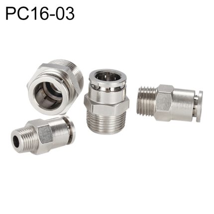 Gerader pneumatischer Schnellverbinder mit Außengewinde von LAIZE aus vernickeltem Kupfer, PC16-03, PC16-04