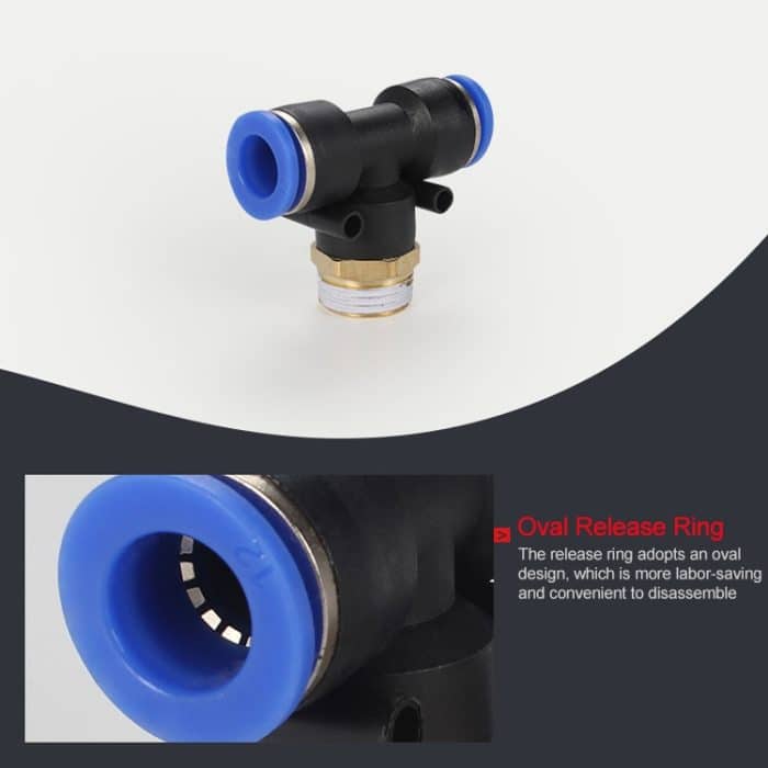 LAIZE 10 Stück Kunststoff-T-Typ-T-Stück mit Außengewinde, pneumatischer Schnellverbinder, PB4-01 (10pcs), PB4-02 (10pcs), PB4-M5 (10pcs), PB6-01 (10pcs), PB6-02 (10pcs), PB6-03 (2pcs), PB6-04 (2pcs), PB6-M5 (10pcs), PB8-01 (2pcs), PB8-02 (2pcs)... – Bild 5