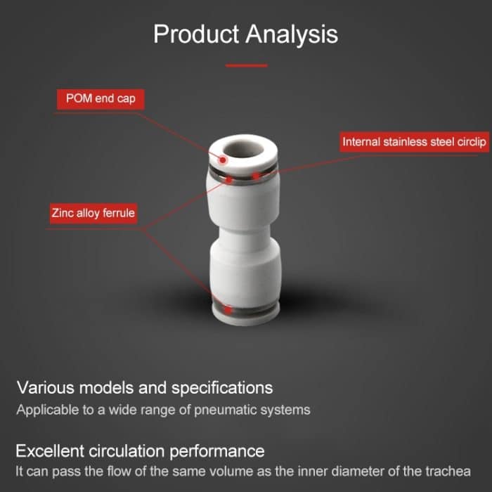 LAIZE 10 Stück PU gerader pneumatischer Schnellmontage-Anschluss, PU-4 (10pcs), PU-6 (10pcs), PU-8 (10pcs), PU-10 (10pcs), PU-12 (2pcs), PU-16 (2pcs) – Bild 4