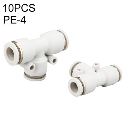 LAIZE 10 Stück PE T-Typ T-Stück, pneumatischer Schnellmontage-Anschluss, PE-4 (10pcs), PE-6 (10pcs), PE-8 (10pcs), PE-10 (2pcs), PE-12 (2pcs), PE-16 (1pc)