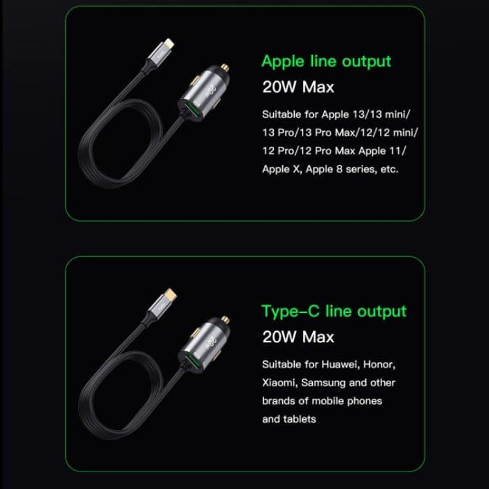 TOTUDESIGN 20 W USB-Auto-Schnellladung, Kabellänge: 1,2 m, 8 Pin, USB-C / Type-C – Bild 5