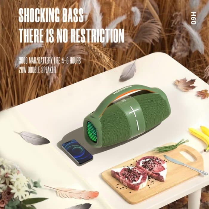 HOPESTAR H60 20W Tragbarer, wasserdichter, kabelloser Bluetooth-Außenlautsprecher, H60 – Bild 3