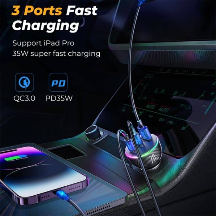 JOYROOM JR-CL26 70W 3-Port USB+USB-C / Typ-C Autoladegerät, JR-CL26 – Bild 4