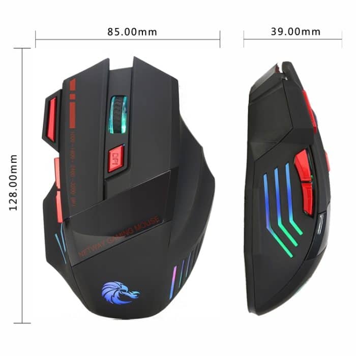 HXSJ A907 7 Tasten bunt leuchtende 7D kabelgebundene Gaming-Maus, A907 Black, A907 Red – Bild 4