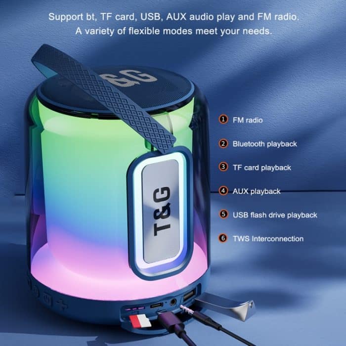 T&G TG376 Outdoor Tragbarer LED-Licht RGB Mehrfarbiger kabelloser Bluetooth-Lautsprecher-Subwoofer – Bild 6
