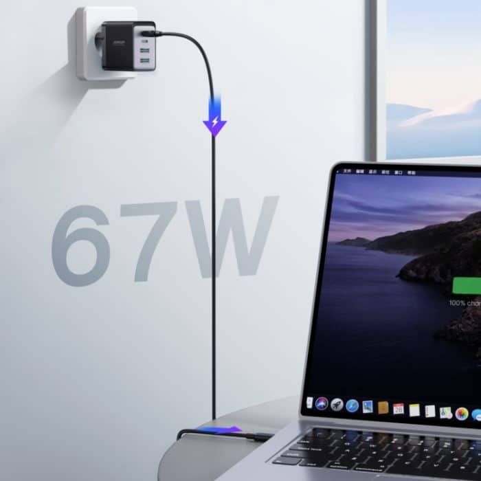 JOYROOM TCG02 Galliumnitrid 67 W Dual USB + Dual USB-C/Typ-C Multi-Port-Ladegerät-Set, EU Plug, UK Plug – Bild 5